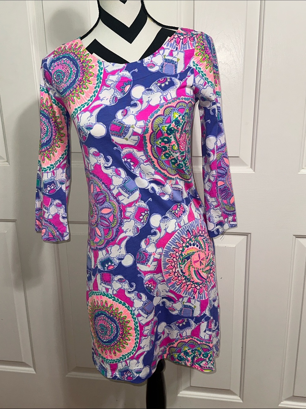 Lilly Pulitzer Purple & Pink Elephant Patterned Shift Dress